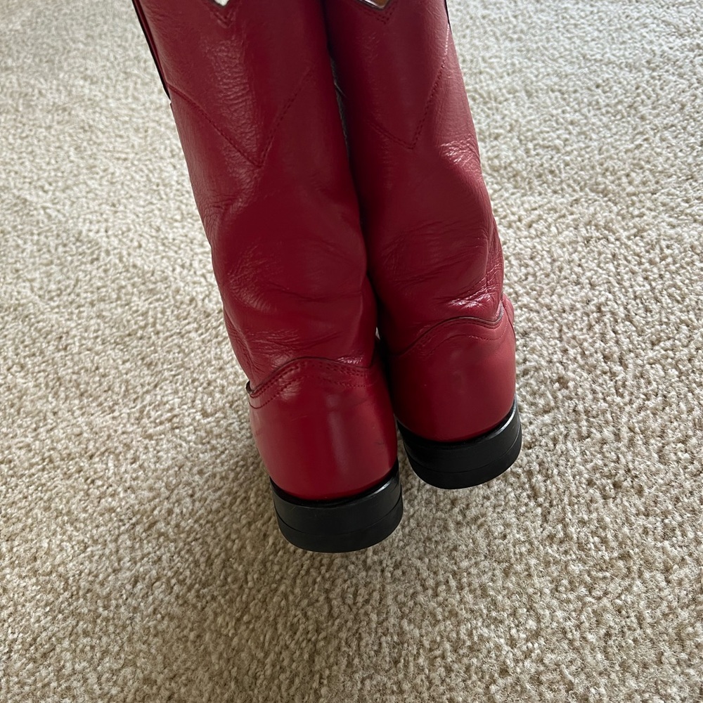 Justin Boots Red Leather Women's Shoes - Picture 5 of 7